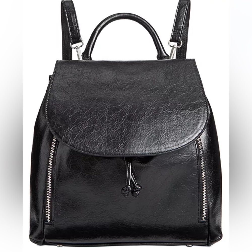 Black  Faux Leather Backpack